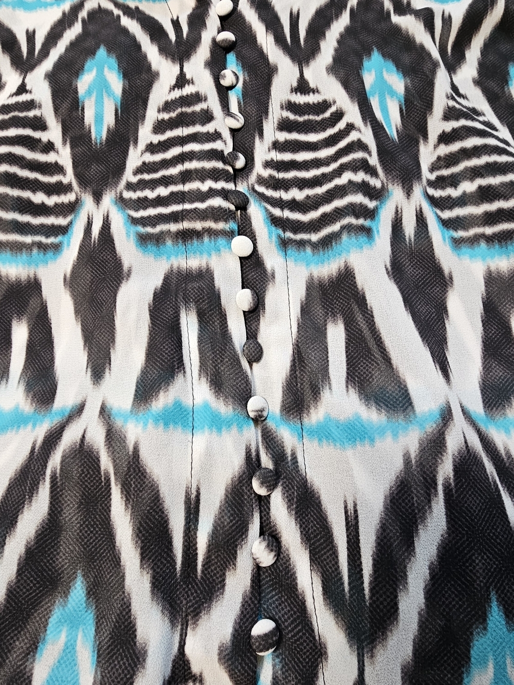 Rose & Olive Black, White & Teal Geometric Sheer Sleeveless Top Size 2X - Picture 2 of 9